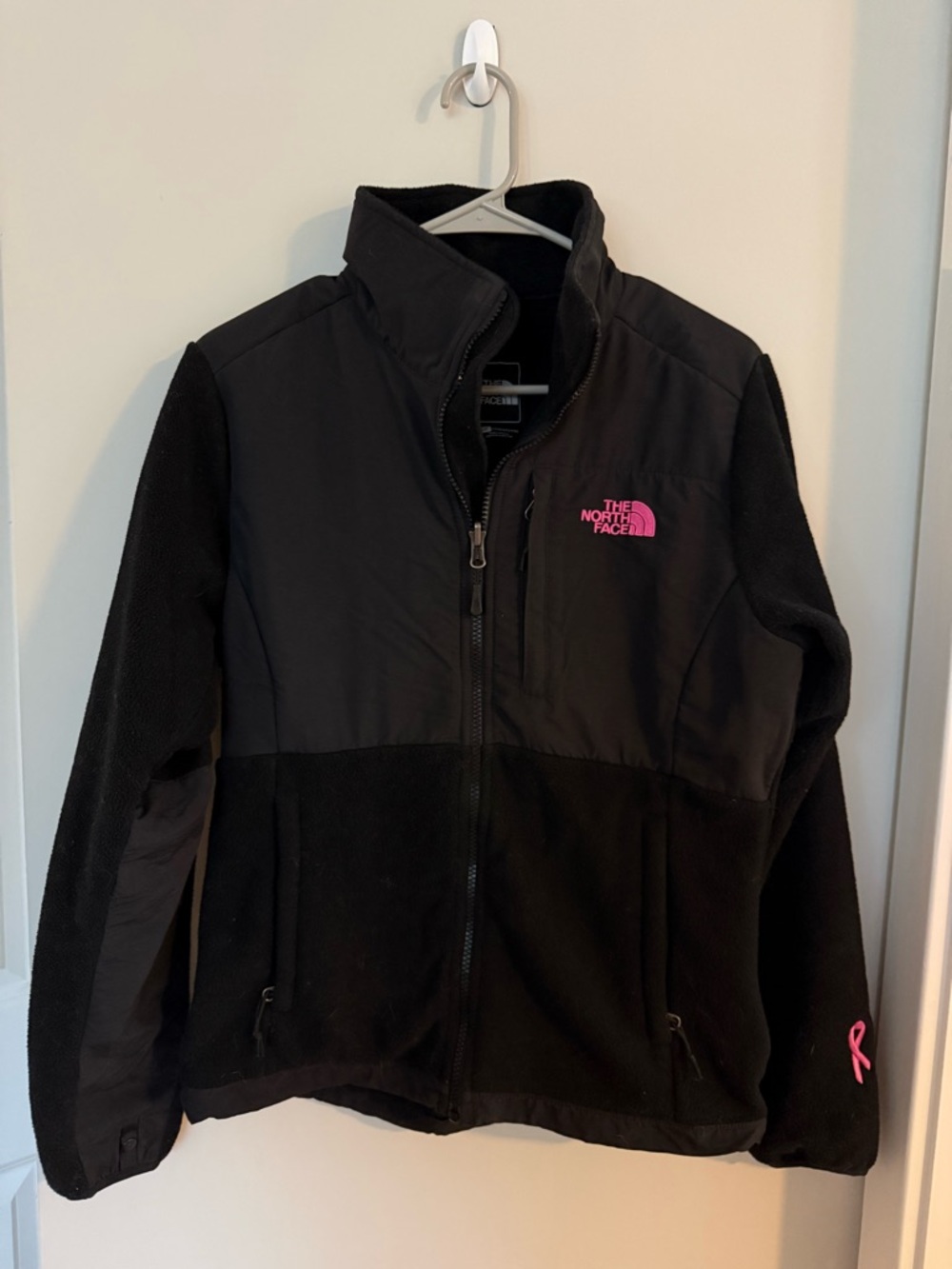 The North Face Black Jacket with Pink Logo Accent
